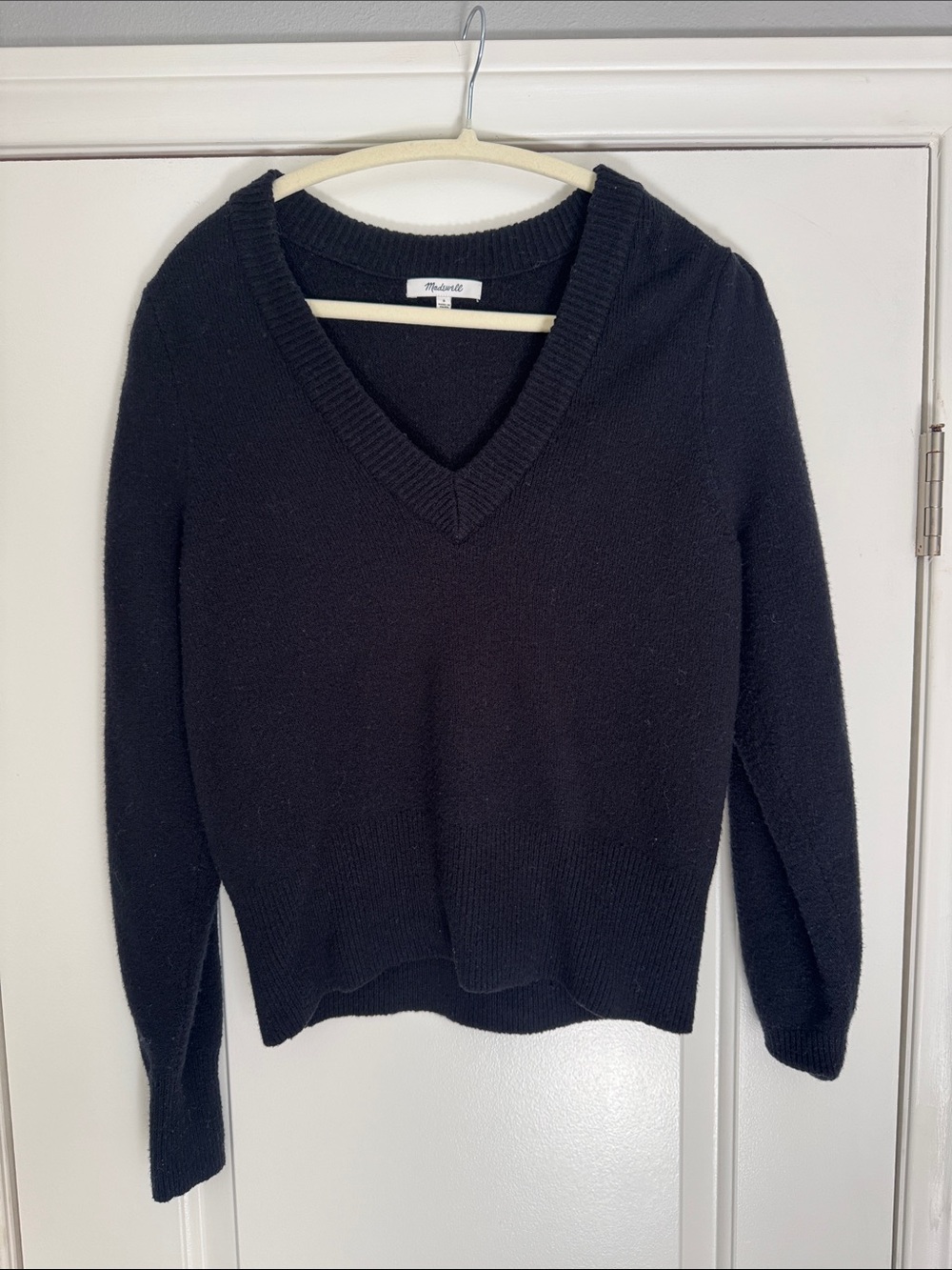 Madewell Black V-Neck Knit Sweater